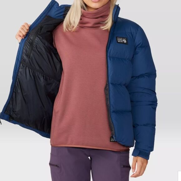 nwt mountain hardwear‎ nevadan down jacket puffer large blue navy outer dark - Picture 11 of 15